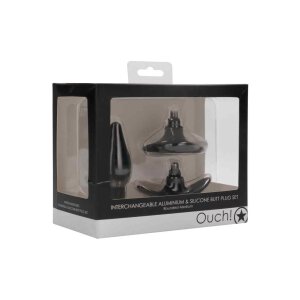 Interchangeable Butt Plug Set - Rounded Medium - Black