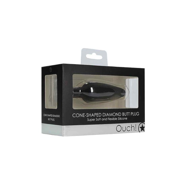 Cone-Shaped Diamond Butt Plug - Black