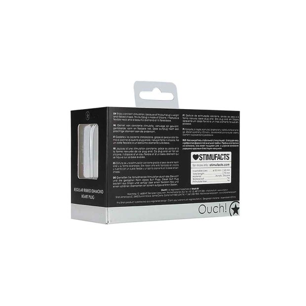 Regular Ribbed Diamond Heart Plug - Black