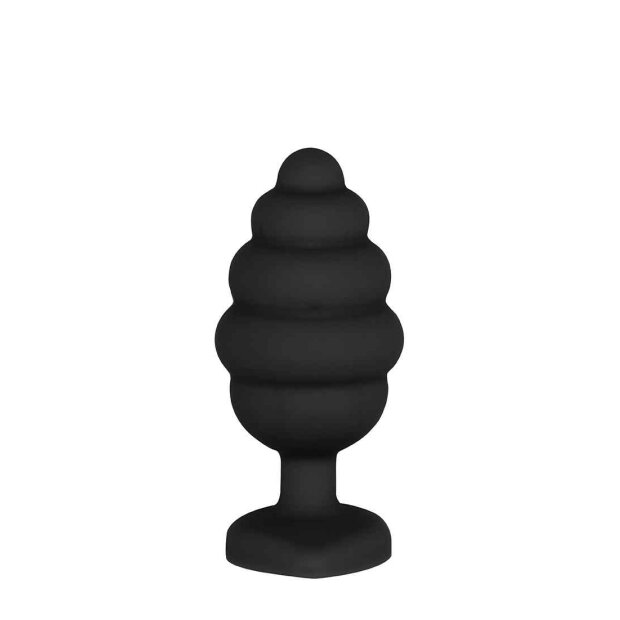 Regular Ribbed Diamond Heart Plug - Black
