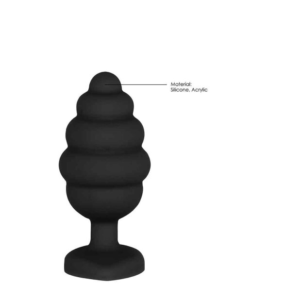 Regular Ribbed Diamond Heart Plug - Black