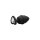 Regular Ribbed Diamond Heart Plug - Black 2,7 cm