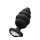 Large Ribbed Diamond Heart Plug - Black