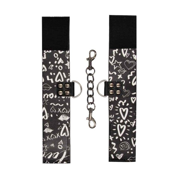 Printed Hand Cuffs - Love Street Art Fasion - Black