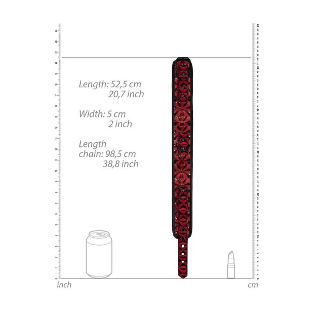 Ouch! - Luxury Collar With Leash - Burgundy