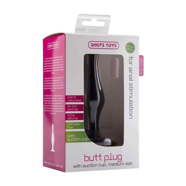 Butt Plug with Suction Cup Medium Black 4,9 cm