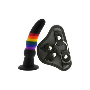 Pride Colourful Love Strap On Solid Dildo