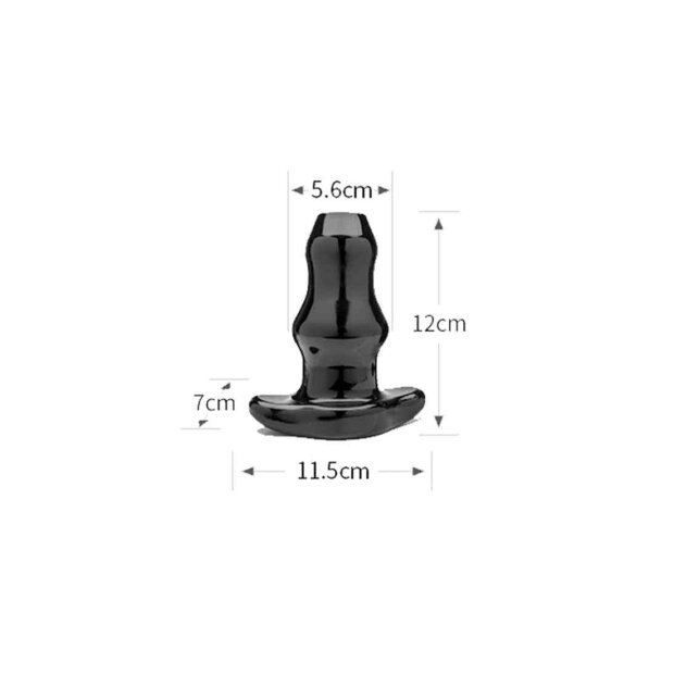 Double Tunnel Plug Medium Black 7 cm