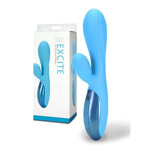 UltraZone Excite 6x Rabbit Style Silicone Vibe - Blue