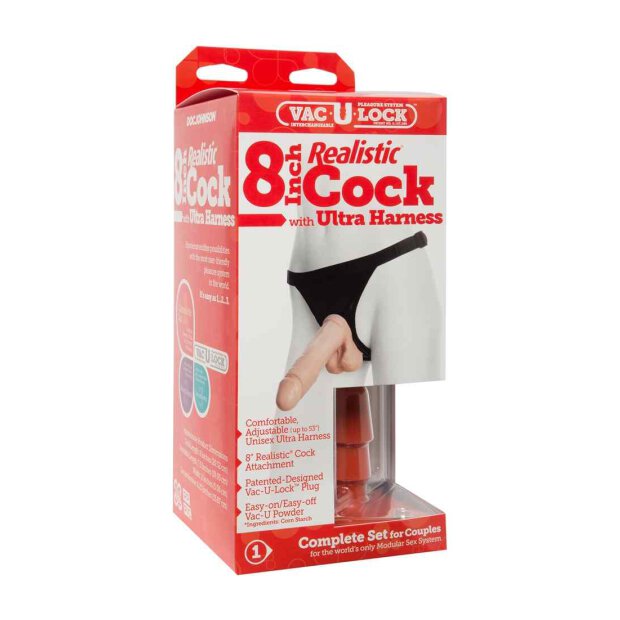 Realistic Cock - With Ultra Harness - 8 Inch