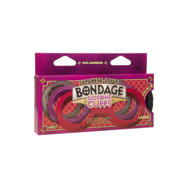 Japanese Bondage - Silicone Cuffs - Large - Black