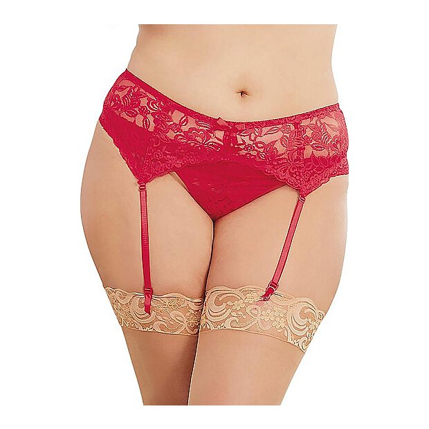 Lace Garter Belt Dmd - Queen Size - Red