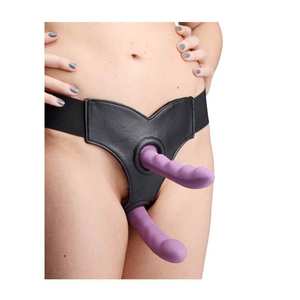 Crave Double Penetration Faux Leather Strap On