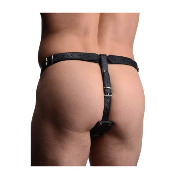 Male Harness with Silicone Anal Plug - Black