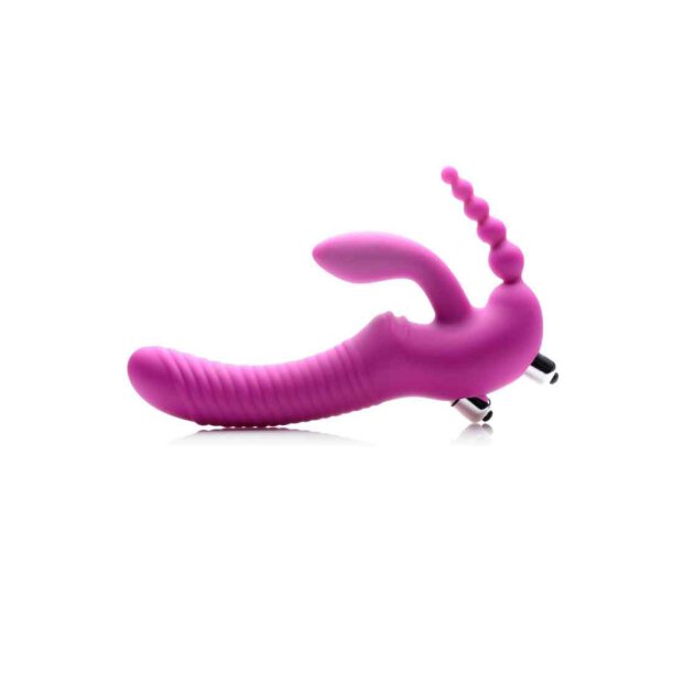 REGAL RIDER Triple G Vibrating Silicone Strapless Strap On - Pur