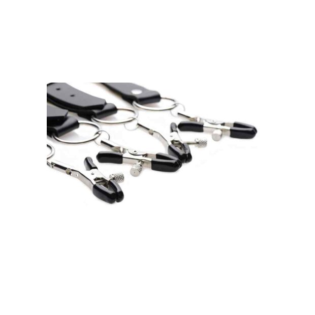 Spread Labia Spreader Straps with Clamps - Black