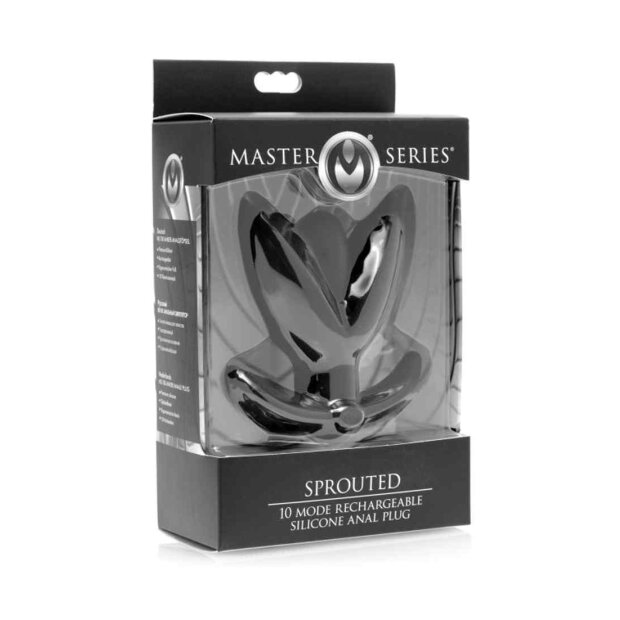 Sprouted 10X Silicone Vibrating Anchor Anal Plug - Black