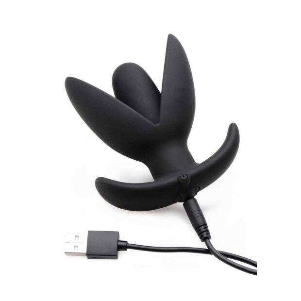 Sprouted 10X Silicone Vibrating Anchor Anal Plug - Black