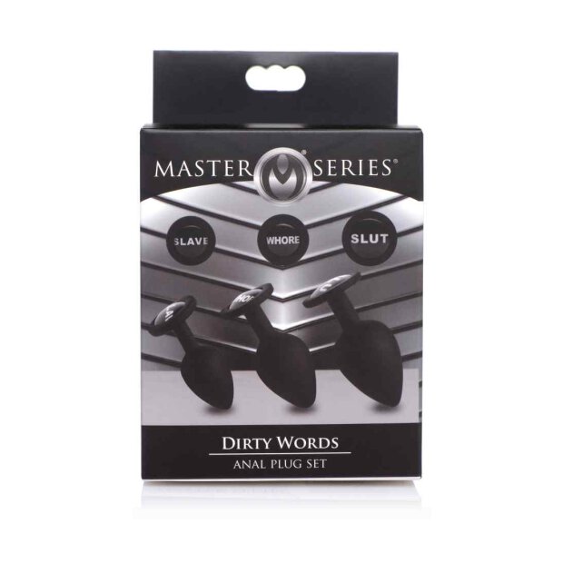 Dirty Words Silcone Anal Plug Set - Black