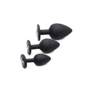 Dirty Words Silcone Anal Plug Set - Black