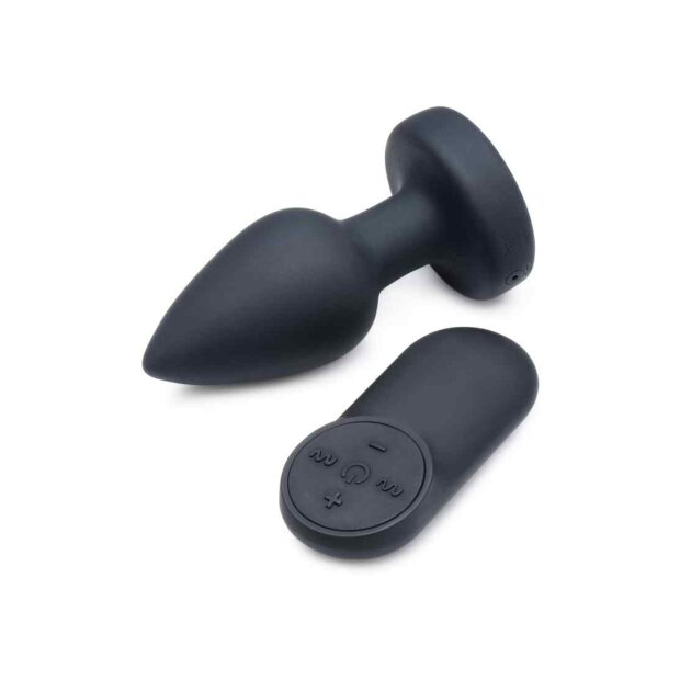 Silicone Vibrating LED Plug - Small - Black