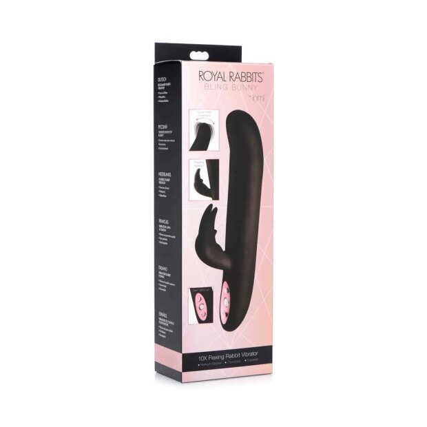 Royal Rabbits Bling Bunny 10X Flexing Rabbit Vibrator - Black