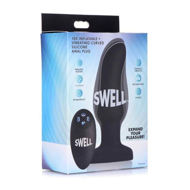 10X Inflatable + Vibrating Curved Silicone Anal Plug