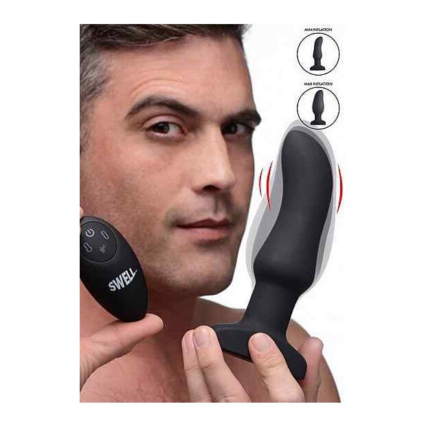 10X Inflatable + Vibrating Curved Silicone Anal Plug