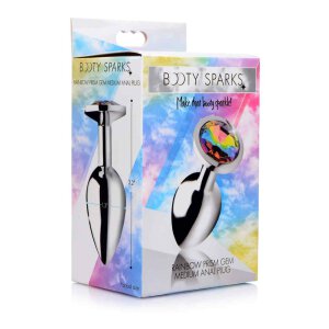 Rainbow Prism Gem Anal Plug - Medium - Silver 3,3 cm