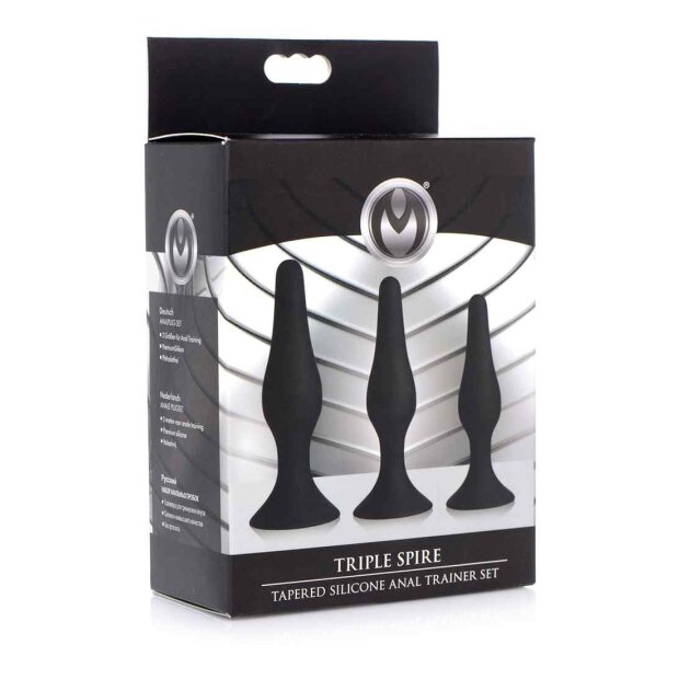 Triple Spire Tapered Silicone Anal Trainer Set of 3 - Black