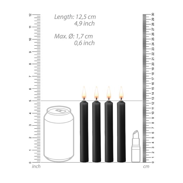 Shots small Teasing wax candles 4 pieces black