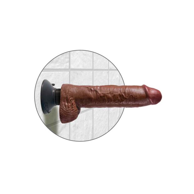 King Cock Vibrating Cock with Balls 10 Inch Brown 20,5 cm