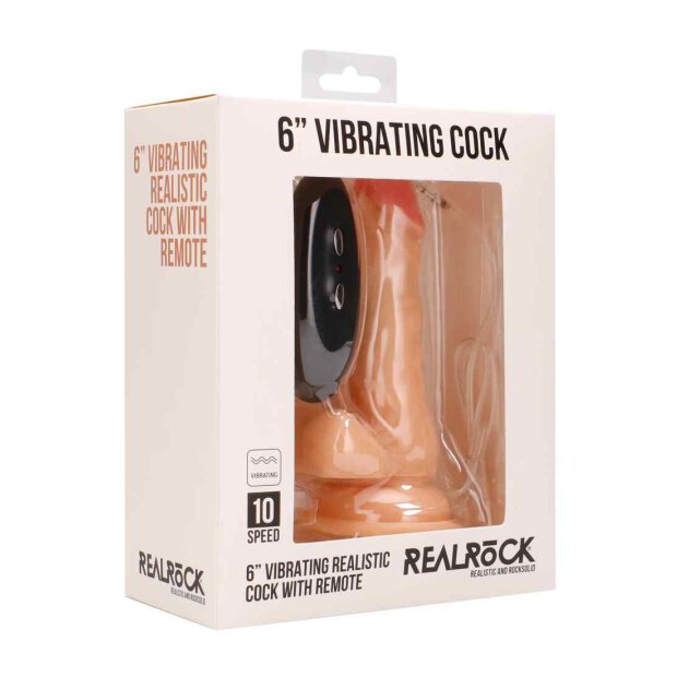 Vibrating Realistic Cock - 6" - With Scrotum - Skin