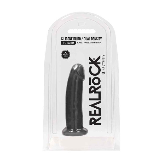 Silicone Dildo Without Balls - Black - 15,3 cm