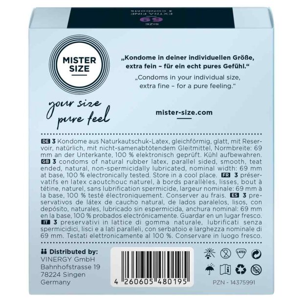 Mister Size 69mm pack of 3