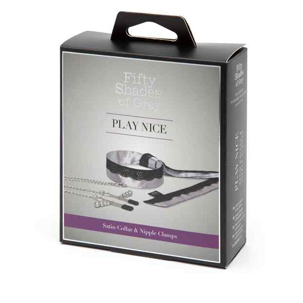 Fifty Shades of Grey Play Nice Satin & Lace Collar & Nipple Clamps