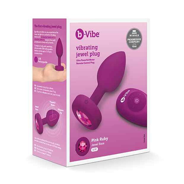 B-Vibe Vibrating Jewel Plug S/M Pink Ruby