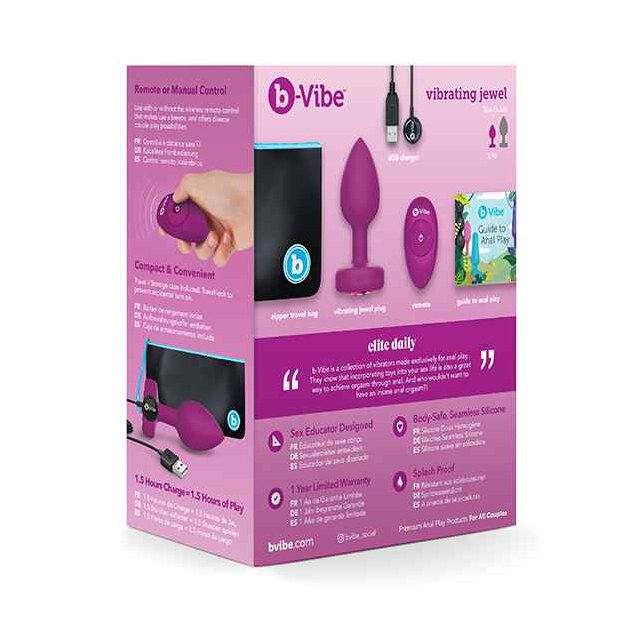 B-Vibe Vibrating Jewel Plug S/M Pink Ruby