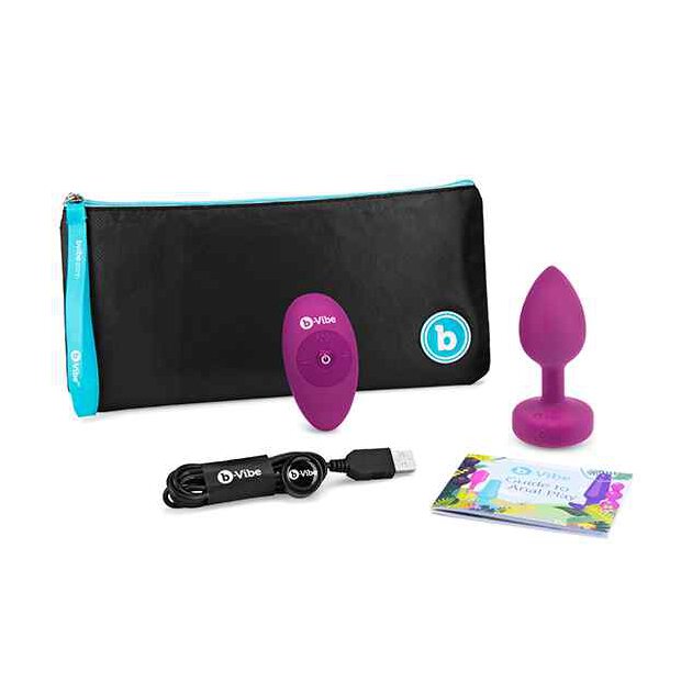 B-Vibe Vibrating Jewel Plug S/M Pink Ruby