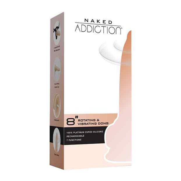 Naked Addiction Rotating & Vibrating Dong 8 Inch Vanilla