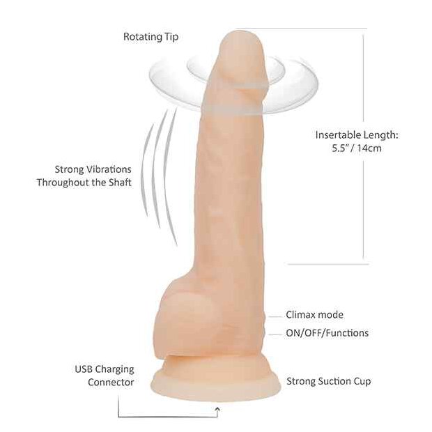 Naked Addiction Rotating & Vibrating Dong 8 Inch Vanilla