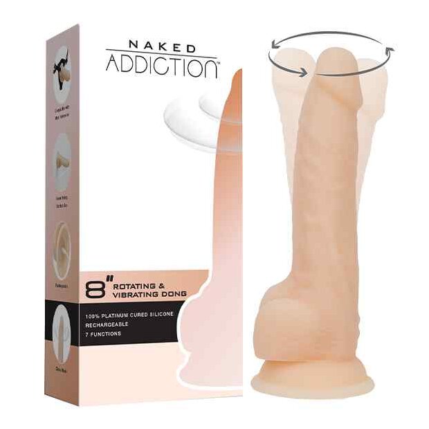 Naked Addiction Rotating & Vibrating Dong 8 Inch Vanilla