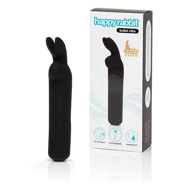 Happy Rabbit Rechargeable Vibrating Bullet Black